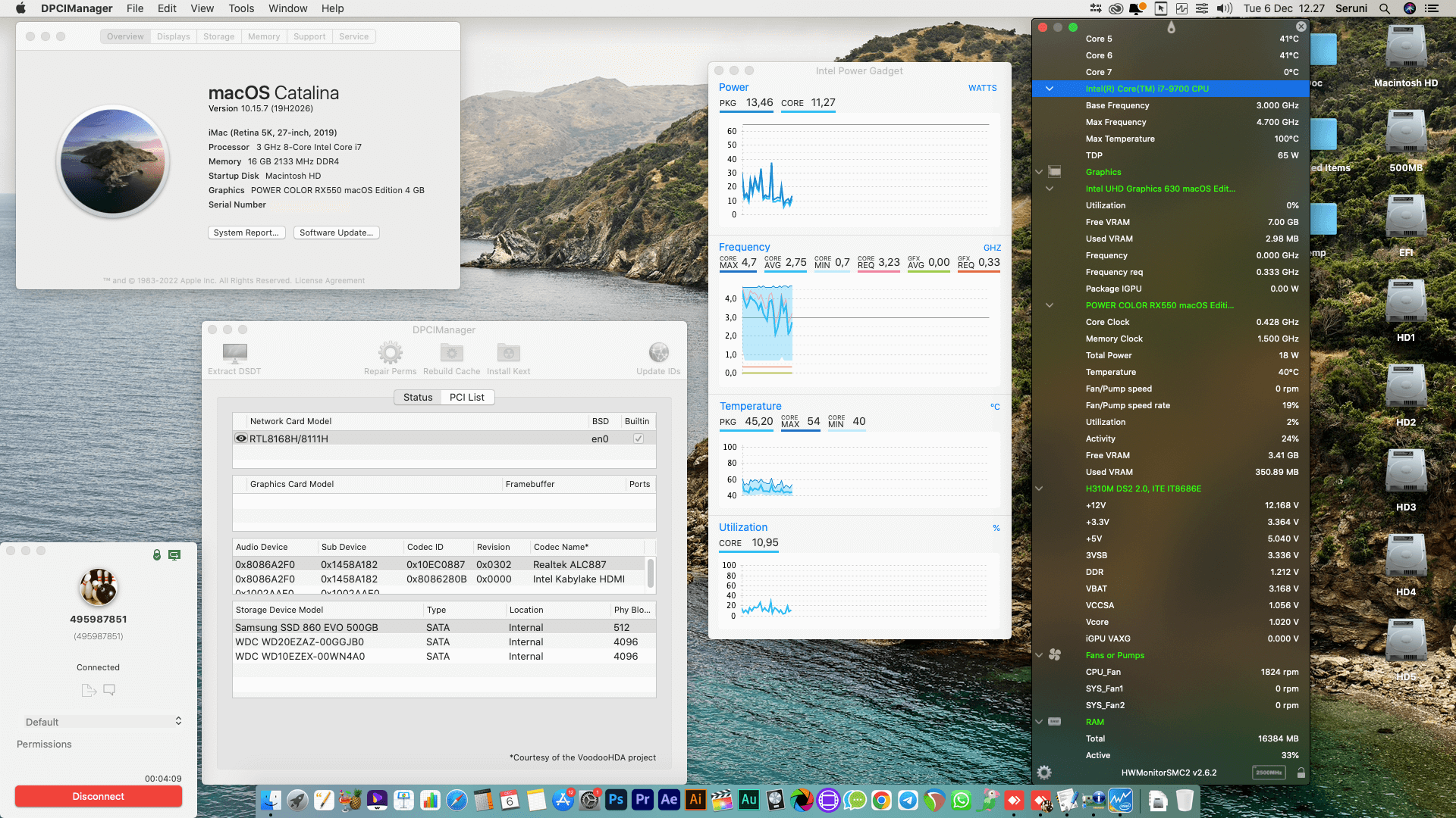 Success Hackintosh macOS Catalina 10.15.7 Build 19H2026 in Gigabyte H310M DS2 2.0 + Intel Core i7 9700 + Power Color RX 550